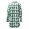 Houndstooth Print Button Up Coat - LIGHT GREEN M