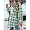 Houndstooth Print Button Up Coat - LIGHT GREEN M