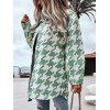 Houndstooth Print Button Up Coat - LIGHT GREEN L