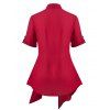 Plus Size Cuffed Sleeve Open Front Tunic Cardigan - RED 2X
