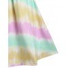 Tie Dye Print Mini Dress Crossover Pastel Striped A Line Dress Sleeveless Summer Dress - multicolor L