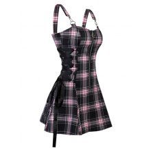 Summer Plaid Lace Up Half Zipper Strap Gothic Dress from dresslily dresslily Summer Plaid Lace Up Half Zipper Strap Gothic Dress