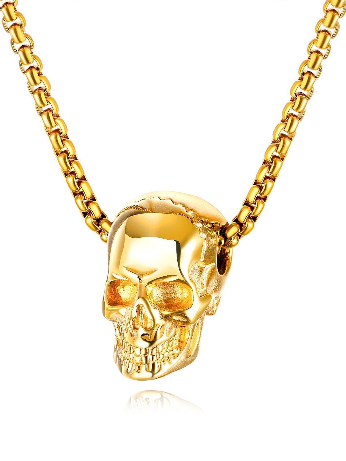 Collier avec Pendentif Crâne en Acier Inoxydable Style Punk - d'or 