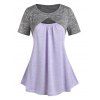 T-shirt Court Chiné de Grande Taille et Camisole - Violet Clair L | US 12
