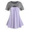 T-shirt Court Chiné de Grande Taille et Camisole - Violet clair 1X | US 14-16