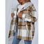 Button Up Hooded Plaid Shacket - LIGHT COFFEE L