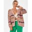 Cardigan Jacquard Tribal à Épaules Tombantes - Rose clair M