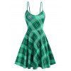 Lace Up Longline Top and Plaid Mini Cami Dress - GREEN XL