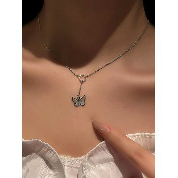 

Butterfly Charm Chain Clavicle Necklace, Silver