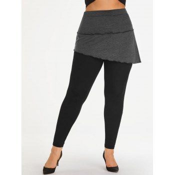 

Layered Overlay Plus Size Skinny Pants, Black