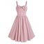 Bowknot Gingham Ruched Swing Dress - LIGHT PINK M