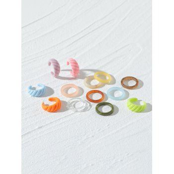 

13 Pcs Colored Engraved Open Ring Set, Multicolor a