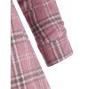Plaid Pocket Flannel Longline Shacket - LIGHT PINK S