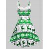 Christmas Snowflake Elk Print Sleeveless Dress - DEEP GREEN M