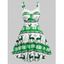 Robe de Noël à Imprimé Flocon de Neige et Cerf sans Manches - Vert profond XL
