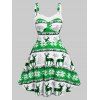Christmas Snowflake Elk Print Sleeveless Dress - DEEP GREEN XXXL