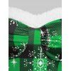 Christmas Party Dress Plaid Snowflake Print Sleeveless Dress - GREEN XXL