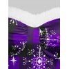 Christmas Party Dress Plaid Snowflake Print Sleeveless Dress - PURPLE L