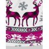 Christmas Deer Snowflake Print T-shirt with Flower Lace Cami Top - PURPLE S