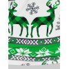 Christmas Deer Snowflake Print T-shirt with Flower Lace Cami Top - GREEN M