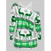 Christmas Deer Snowflake Print T-shirt with Flower Lace Cami Top - GREEN XXXL