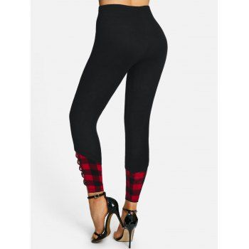 Plaid Print Criss-cross Skinny Leggings