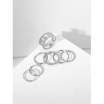 

7 Pcs Minimalist Hollow Chain Alloy Ring Set, Silver