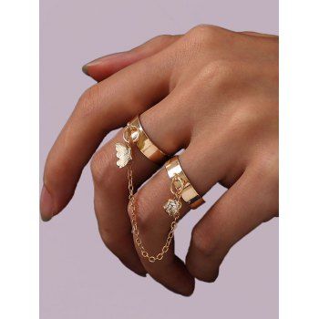 

Butterfly Rhinestone Chain Combination Open Ring, Golden