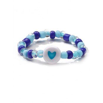 

Heart Colorblock Small Beads Ring, Blue