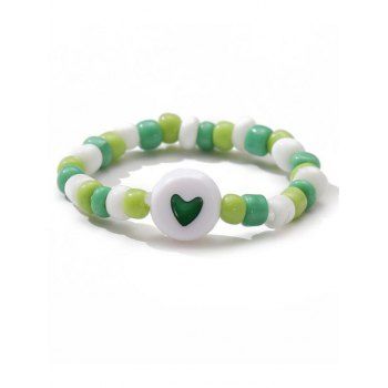 

Heart Colorblock Small Beads Ring, Green