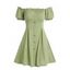 Robe Boutonnée à Epaule Dénudée en Ligne A - Vert clair L