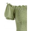 Robe Boutonnée à Epaule Dénudée en Ligne A - Vert clair XL