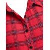 Plus Size Striped Plaid Skirted Flounce Shirt - RED 5X