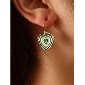 

Heart Pendant Glazed Drop Earrings, Green