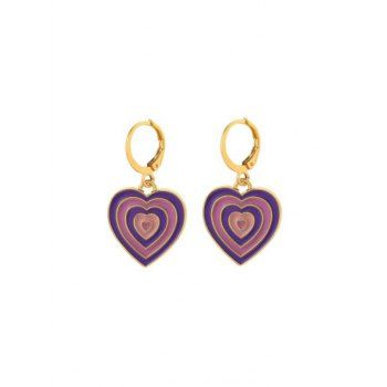

Heart Pendant Glazed Drop Earrings, Purple
