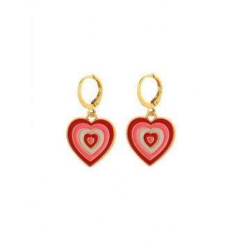 

Heart Pendant Glazed Drop Earrings, Red