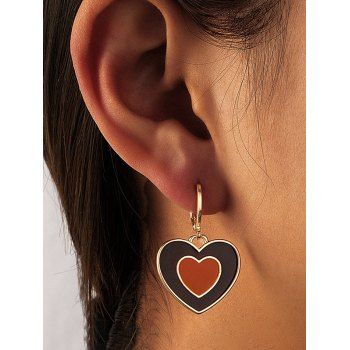 

Colorblock Heart Pendant Huggies Earrings, Chocolate