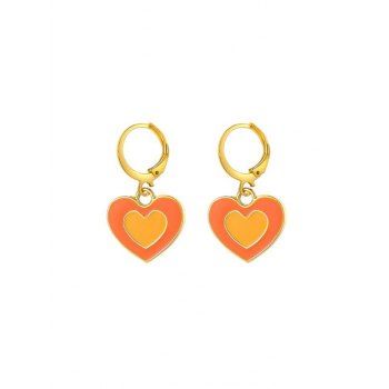 

Colorblock Heart Pendant Huggies Earrings, Orange