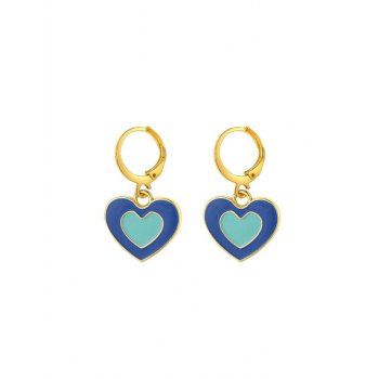 Fashion Women Colorblock Heart Pendant Huggies Earrings Jewelry Online Blue