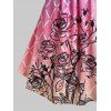 Plus Size Ombre Flower Print Crochet Strap Tank Top - LIGHT PINK 4X
