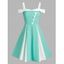 Robe Moulante en Blocs de Couleurs à Epaule Dénudée avec Bouton - Vert clair XXL