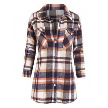 

Pocket Plaid Flannel Shacket, Multicolor