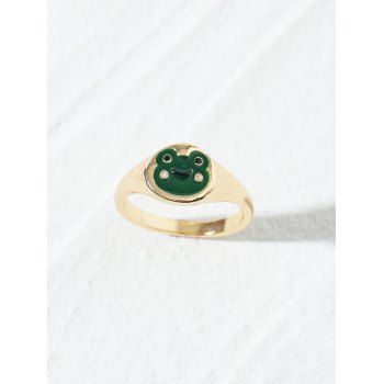 

Metal Frog Print Glazed Chunky Ring, Golden