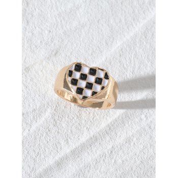 

Glazed Two Tone Checkerboard Heart Chunky Ring, Multicolor b