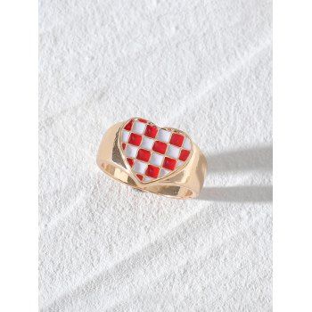 

Glazed Two Tone Checkerboard Heart Chunky Ring, Multicolor c
