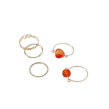 5 Pcs Twist Hollow Natural Stone Ring Set