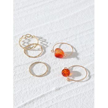 

5 Pcs Twist Hollow Natural Stone Ring Set, Bee yellow