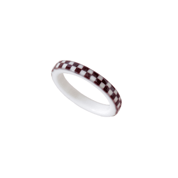 Resin Colorblock Checkerboard Ring