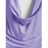 Heathered Draped Ruched 2 In 1 Long Sleeve Casual T-shirt - LIGHT PURPLE S