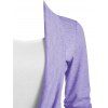 Heathered Draped Ruched 2 In 1 Long Sleeve Casual T-shirt - LIGHT PURPLE S